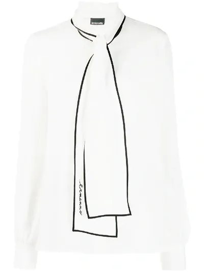 Ermanno Ermanno Tie-neck Silk Blouse In White