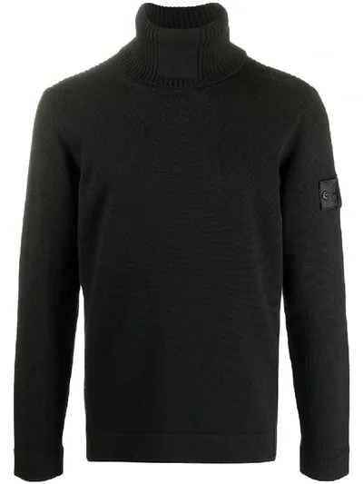 Stone Island Shadow Project Roll Neck Jumper In Schwarz