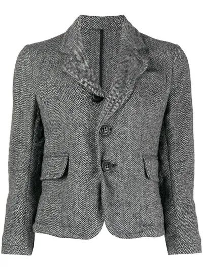 Dsquared2 Cropped Herringbone Check Blazer In Grey