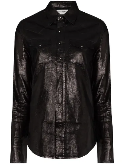 Saint Laurent Button-down Western Shirt In Black