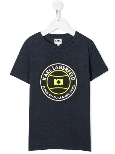 Karl Lagerfeld Kids' Logo Print T-shirt In Blue