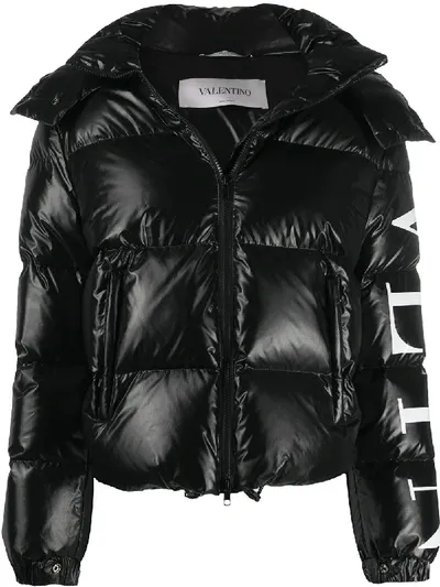 Valentino Padded Logo-print Jacket In Black