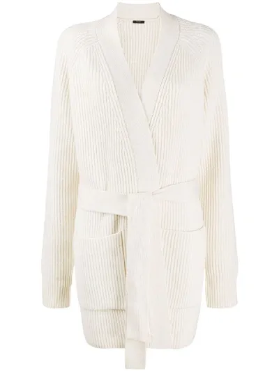 Joseph Belted Wool Cardigan In Neutrals