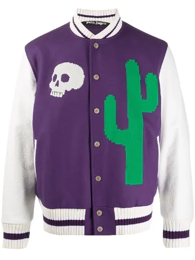 Palm Angels Graphic-pattern Sports Jacket In Purple