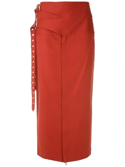 Reinaldo Lourenço Panelled Midi Skirt In Red