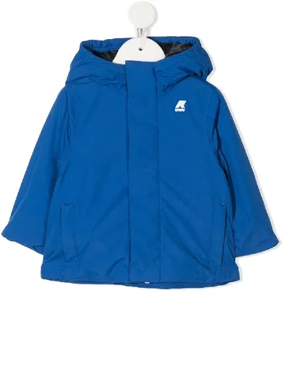 K-way Babies' Hooded Padded Coat In Blue