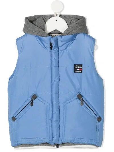 Lapin House Babies' Hooded Logo Patch Gilet In Blue