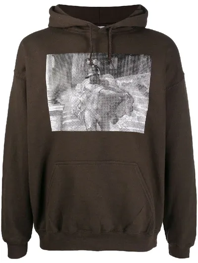 Paura Statue Photo Print Hoodie In Brown