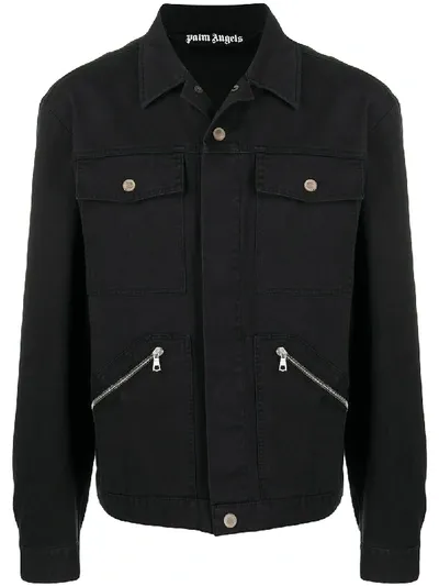 Palm Angels Logo-print Shirt Jacket In Black