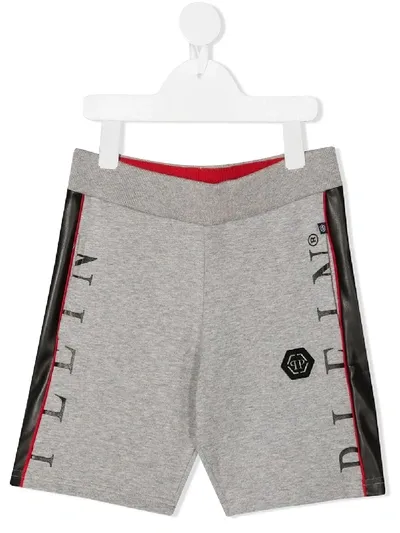 Philipp Plein Junior Kids' Side Stripe Track Shorts In Grey