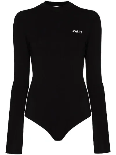 Kirin Logo-print Open-back Bodysuit In Black