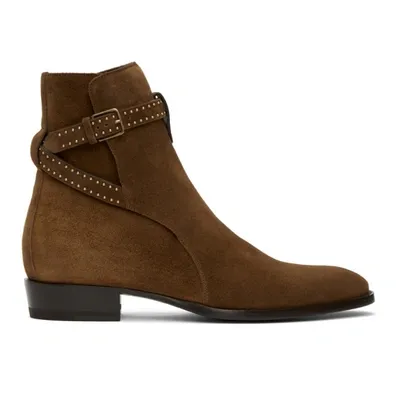 Saint Laurent Brown Wyatt Jodhpur Boots