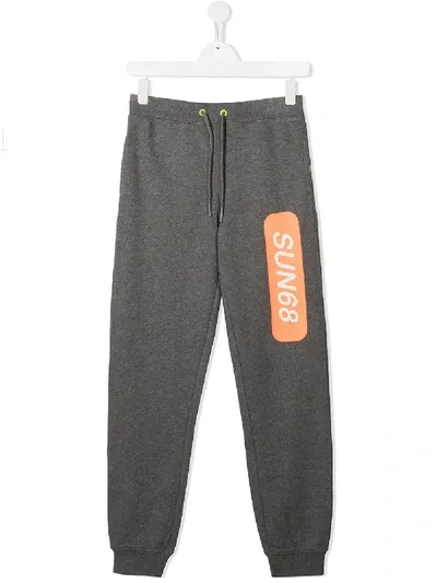 Sun 68 Teen Logo Patch Track Pants In Grey