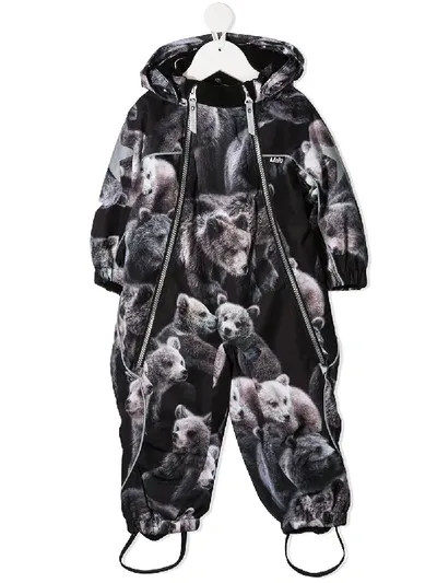 Molo Babies' Bear Print Padded Coat In Black