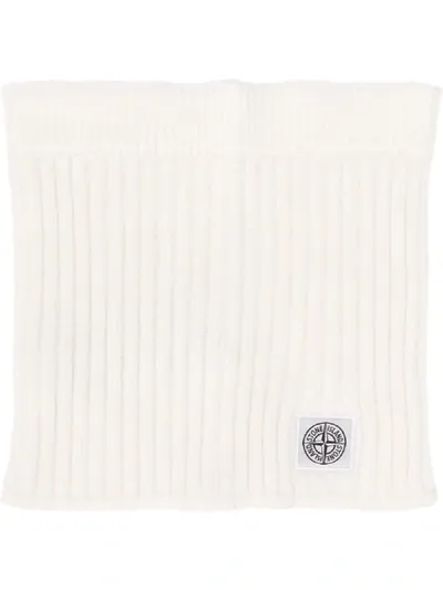 Stone Island Junior Kids' Logo-patch Ribbed Snood In White