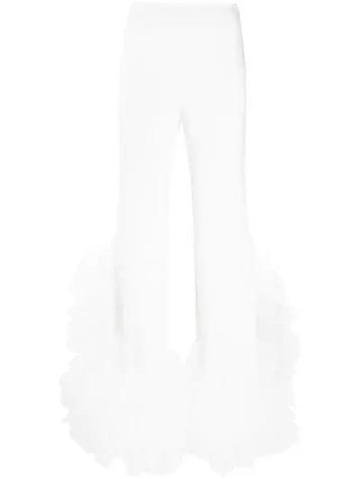 Loulou Tulle Trim High-waisted Trousers In White