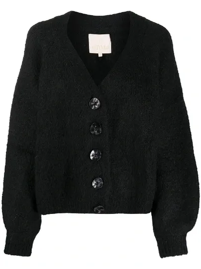 Bytimo Rib-trimmed V-neck Cardigan In Black