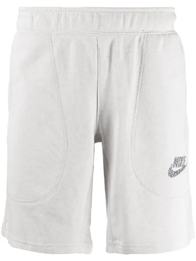 Nike Logo Print Track Shorts In Grey