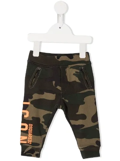 Dsquared2 Babies' Logo Camouflage Print Track Pants In Green