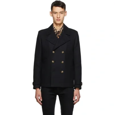 Saint Laurent Black Wool Double-breasted Peacoat