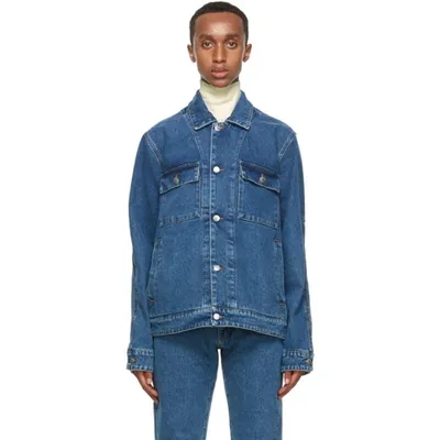 Nanushka Pax Oversized Denim Jacket In Blue