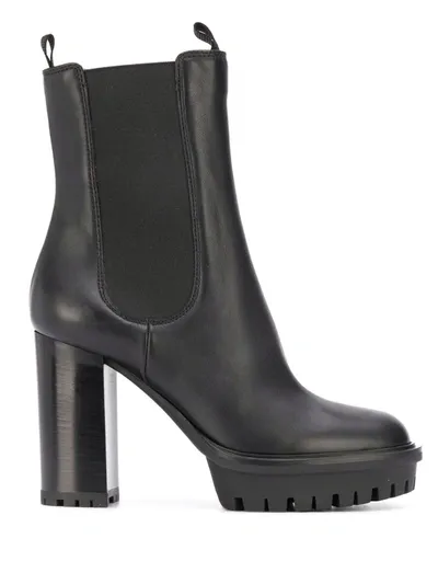 Gianvito Rossi Leather Ankle Boots In Black