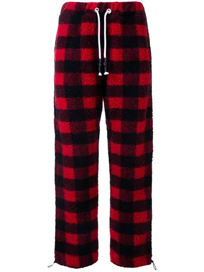 Palm Angels Check-pattern Textured Track Pants In Red