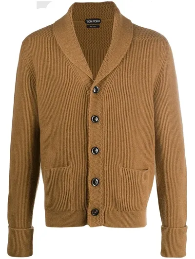 Tom Ford Shawl-laped Cashmere Cardigan In Brown