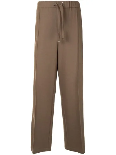 Solid Homme High-waisted Track Trousers In Brown