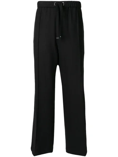 Solid Homme Drawstring Wool Trousers In Black