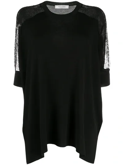 Valentino Lace Panel Detail Knitted Top In Black