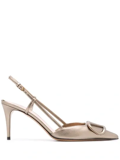 Valentino Garavani Vlogo Slingback Pumps In Gold