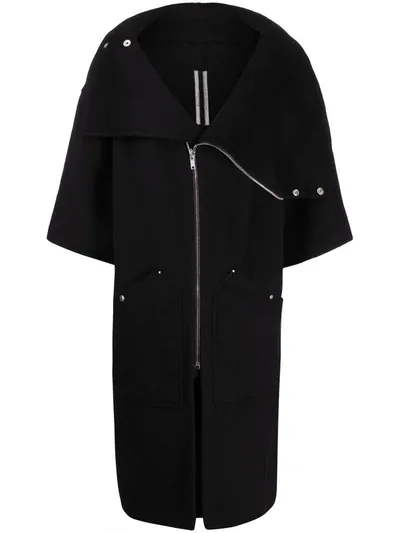 Rick Owens Zip-up Cashmere Coat In Black