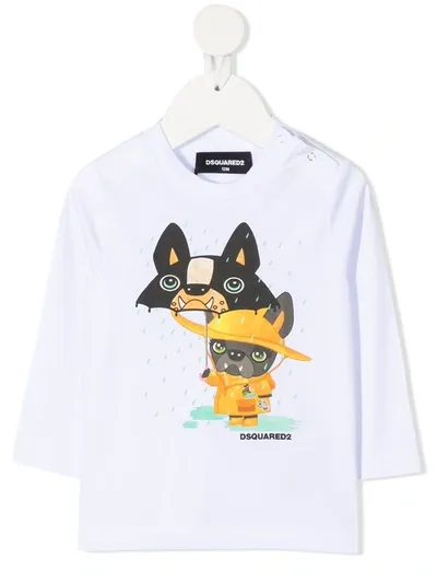 Dsquared2 Babies' Cartoon Print Long-sleeve T-shirt In White