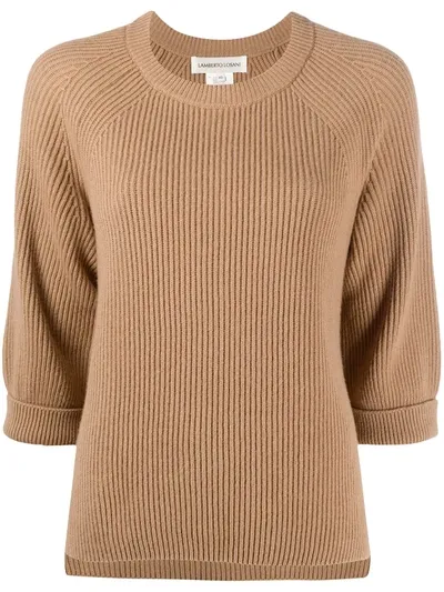 Lamberto Losani Three-quarter Sleeve Knit Jumper In Brown