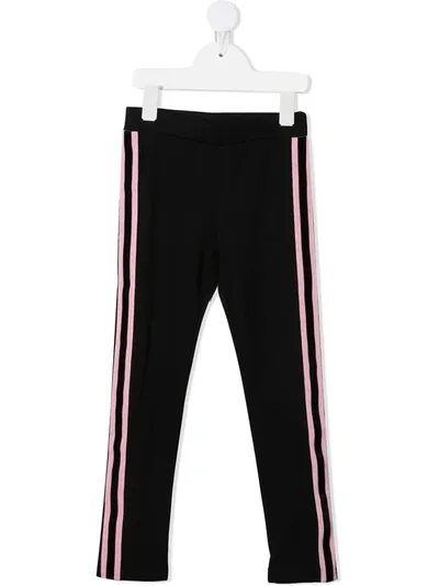 Moncler Kids' Stripe Straight-leg Trousers In Black