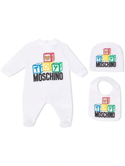 Moschino Babies' Logo Three-piece Set In White