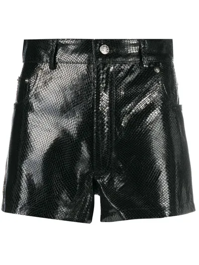 Manokhi High-rise Snake-effect Shorts In Black