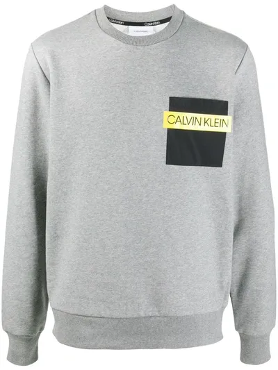 Calvin Klein Chest Patch Pocket Sweatshirt In Grey