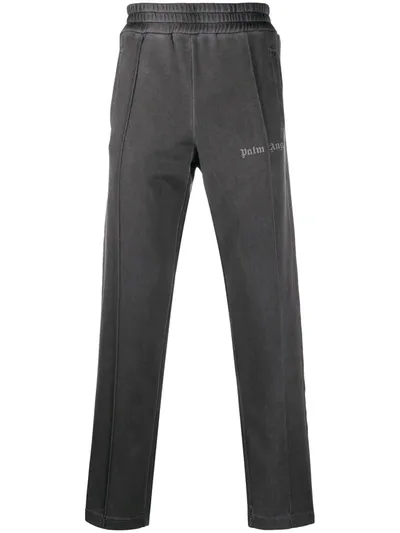 Palm Angels Elasticated-waist Straight-leg Trousers In Black