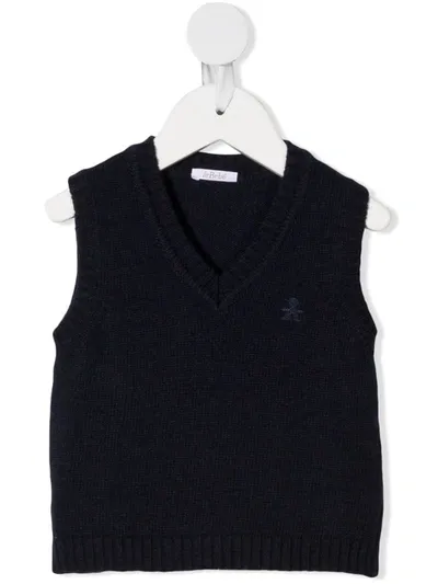 Le Bebé Enfant Babies' Logo-embroidered Sweater Vest In Blue