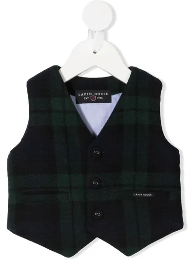 Lapin House Babies' Tartan Wool Waistcoat In Blue