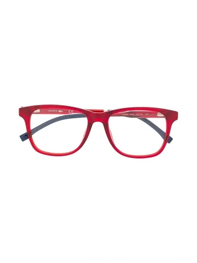 Lacoste Kids' Square Frame Glasses In Red