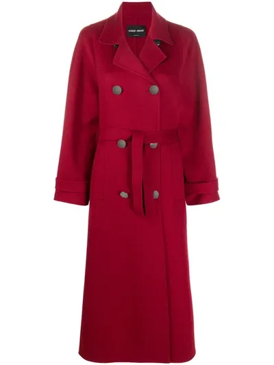 Giorgio Armani Trenchcoat Mit Bindegürtel In Red