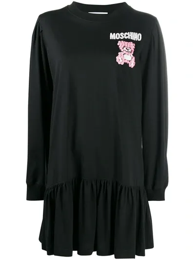 Moschino Teddy Bear-embellished Dress In 黑色