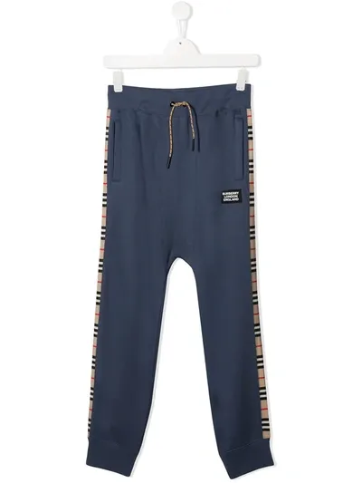 Burberry Kids' Signature Check Track Pants In Blue