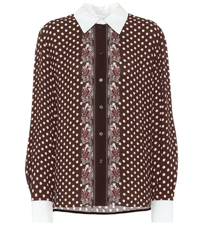 Chloé Brown Polka-dot Printed Blouse In Multi