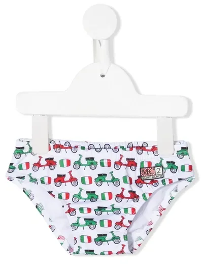 Mc2 Saint Barth Babies' Scooter Swim Trunks In White