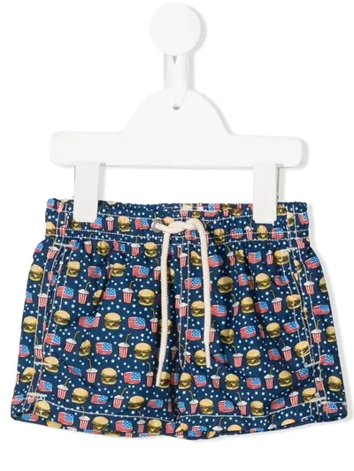 Mc2 Saint Barth Babies' Burguer Swim Shorts In Blue