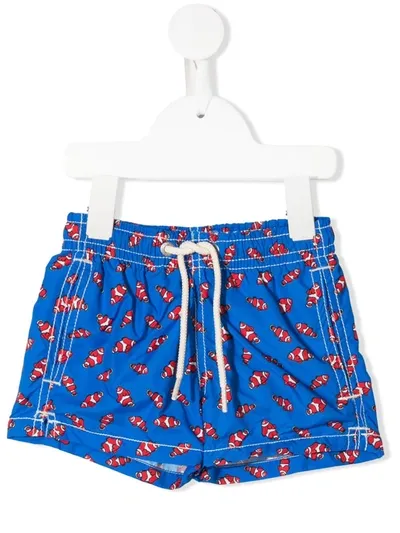 Mc2 Saint Barth Babies' Fish Swim Shorts In Blue